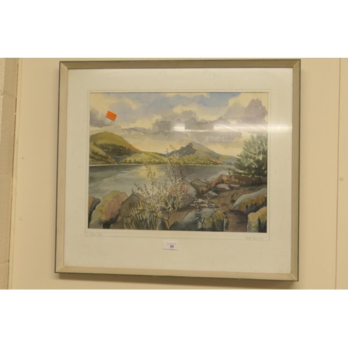 30 - Gareth Wyn Jones, 'Llyn Tegid', watercolour, signed and titled, 37cm x 48cm