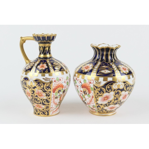 27 - Royal Crown Derby imari ewer, circa 1882, decorated in pattern 6299, baluster form with batwing uppe... 