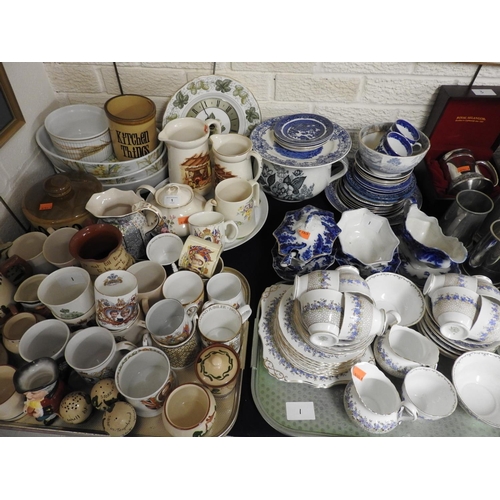 1 - Quantity of Victorian and later ceramics including Devon Motto wares, royal commemoratives, Tuscan c... 
