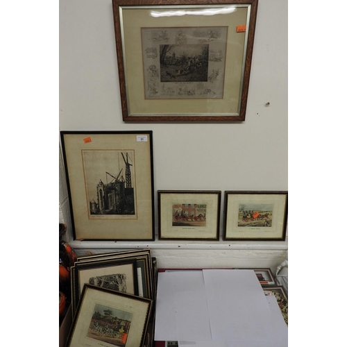 31 - Frank Paton, signed engraving 'Every dog has his day', framed etching of the construction of Liverpo... 