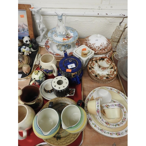 37 - Graingers, Worcester miniature tankard, cube teapot, china tea wares, other mixed ceramics