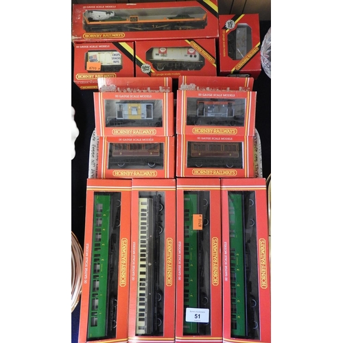 51 - Hornby 00 gauge passenger coaches and rolling stock, all boxed (12)