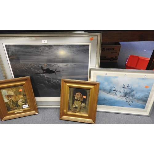 90 - Gerald Coulson, signed coloured print 'Hunter's Moon'; also a Robert Taylor, coloured print of spitf... 