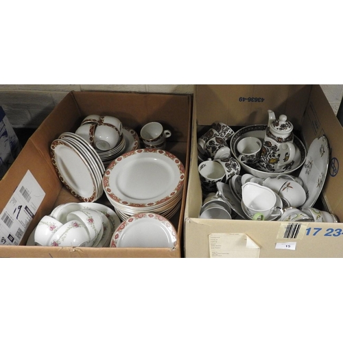 15 - Assorted dinner and tea wares including Shelley, Maddock and Royal Standard etc. (2 boxes)