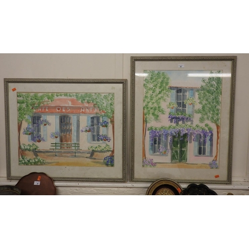 32 - Two French watercolours, indistinctly signed