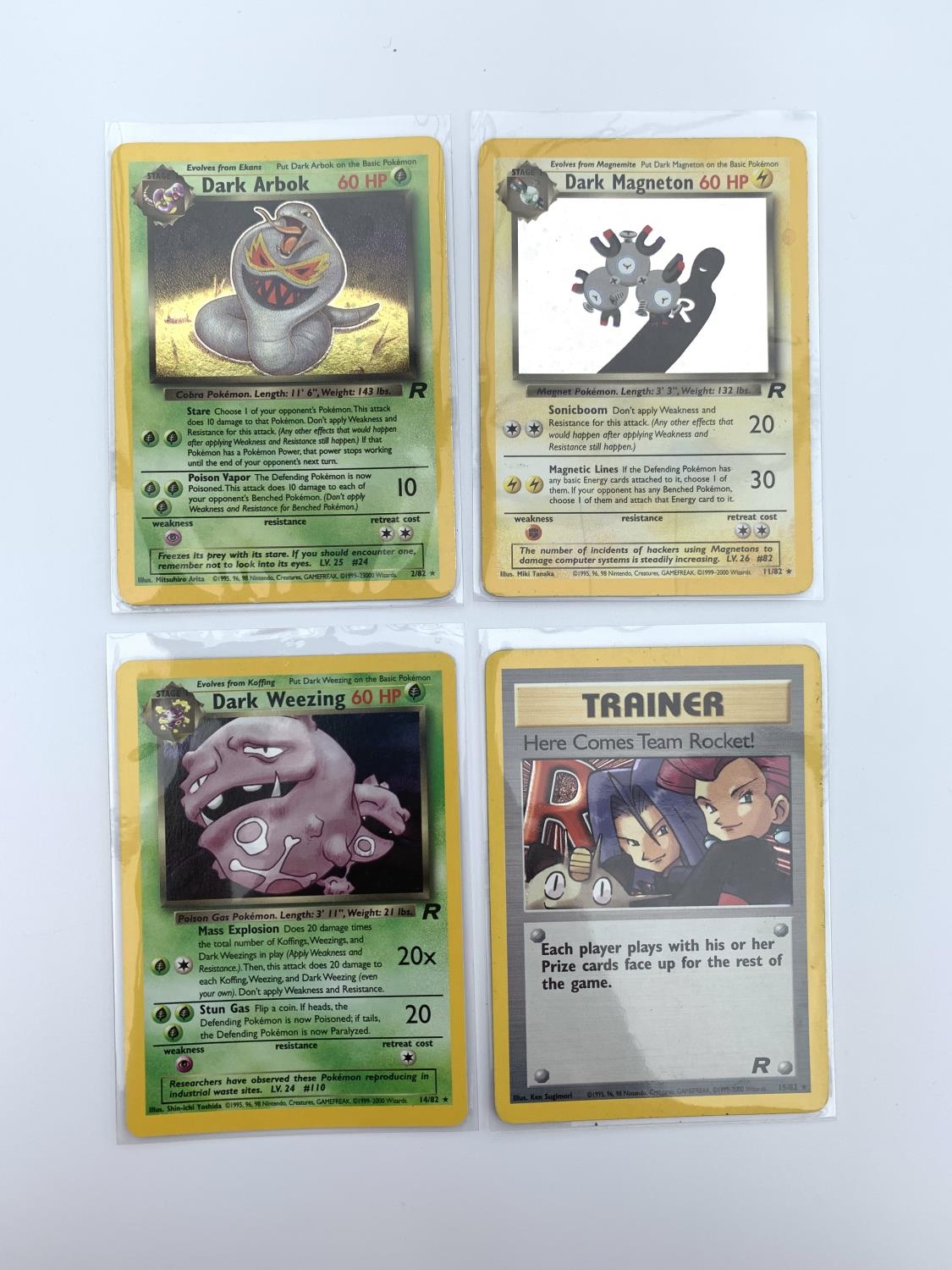 A Part Complete Pokemon (53/82) Team Rocket Set Includes 4 holographic cards Dark Arbok, Dark Mag