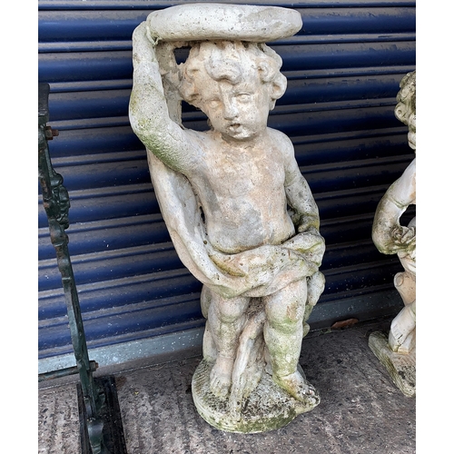 620 - A reconstituted stone cherub  plant stand