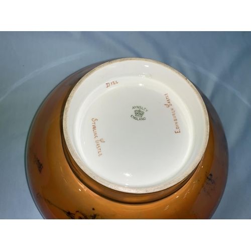 155 - An Aynsley lustre bowl decorated with Edinburgh & Stirling castles, 126, diameter 23 cm