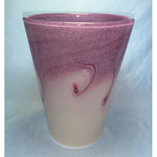 127 - A Vasart Art Glass vase with purple swirls, height 19 cm