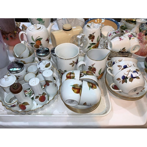 131 - A quantity of Royal Worcester Evesham china; a selection of hand painted china and other teaware