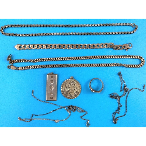 519 - A silver ingot stamped 925, a selection of silver jewellery some stamped 925, some hallmarked silver... 