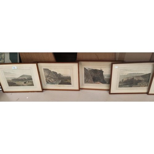 113 - An early 20th century set of 6 hand coloured stippled engravings:  Anglesey scenes