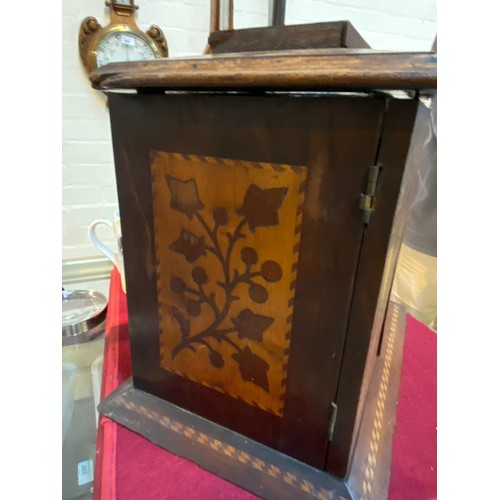 114 - An antique Killarney dwarf table top cabinet circa 1900 with marquetry decoration, the hinged caddy ... 