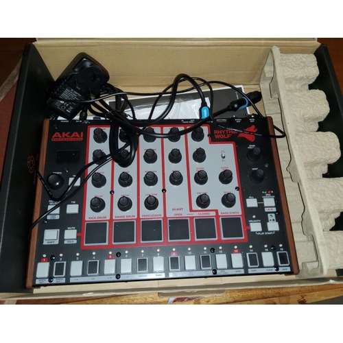 308 - A Rhythm Wolf Analog Drum Machine and Bass Synthesizer by AKAI, boxed