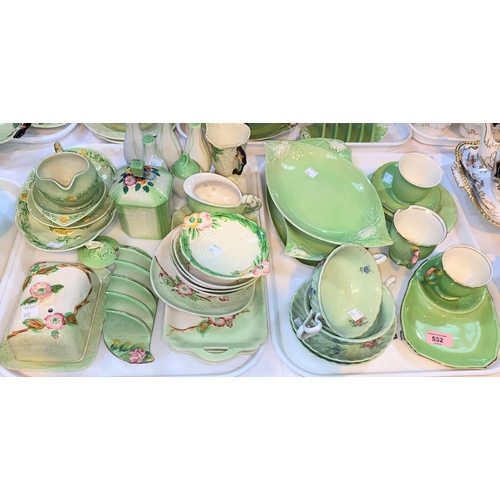 532 - A set of 1930's Royal Winton and other similar green floral design