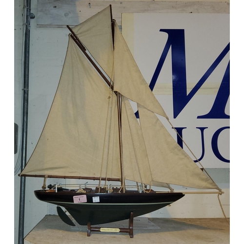 1 - A model of a William Fife 1898 Scottish Yacht on stand, length 44cm