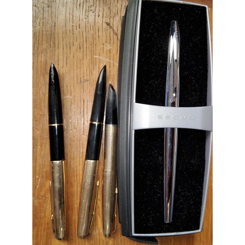 374 - A CROSS fountain pen, cased, circa 2006; 3 PARKER PENS.