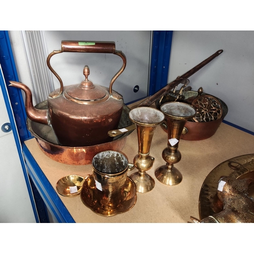 1 - A 19th century copper kettle, coal bucket and pan