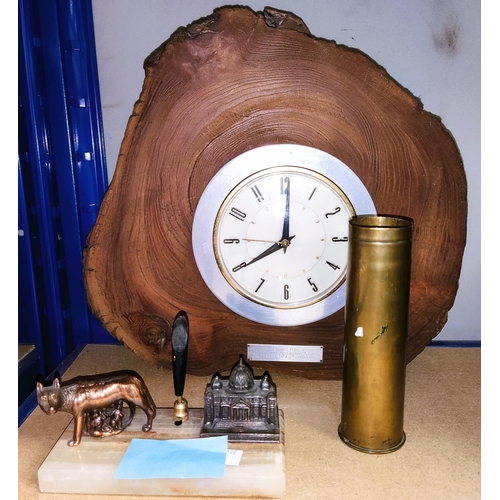 18 - A novelty wall clock formed from a tree which carried the water main in 16th/17th century London; an... 