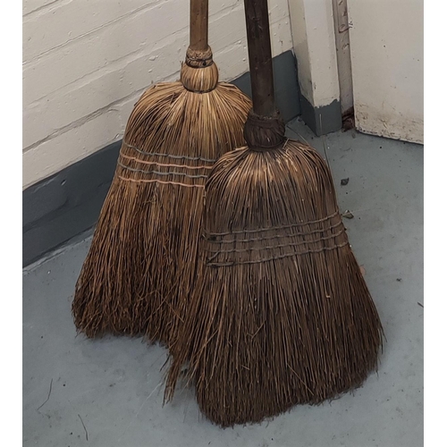 40 - Two vintage wooden brooms