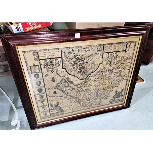30A - A framed antique style map of Cheshire