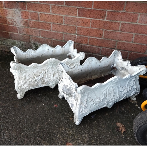 130a - A pair of traditional style rectangular planters painted white