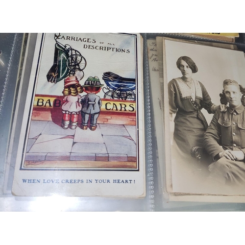 10B - An album of vintage postcards, various military, humour etc