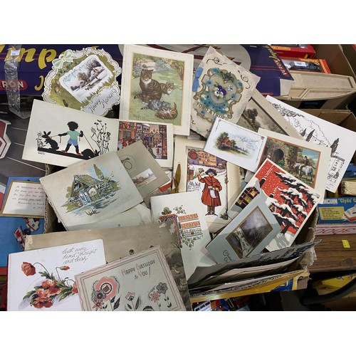 6 - A large selection of vintage greetings cards, some silks etc