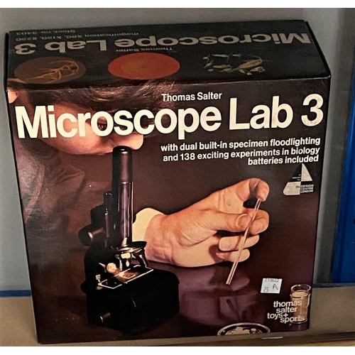 25A - A Thomas Salter Box Microscope lab 3 and a selection of silver plate and a selection of pickers prin... 