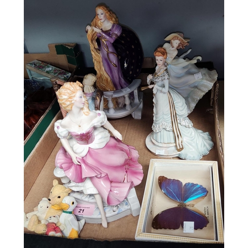 21 - A selection of Franklin Mint and other figures:  Cinderella; Madame Olenska; Rapunzel; etc. (1 ... 