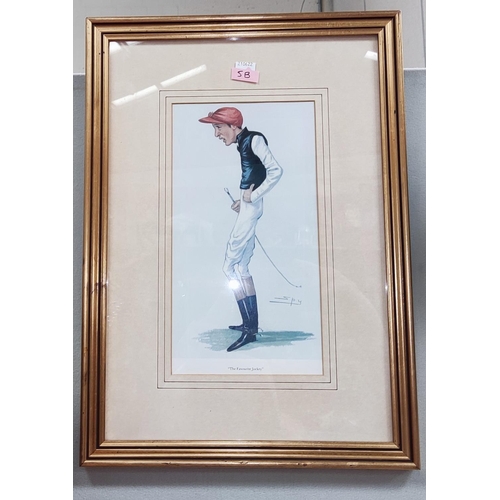 5B - A framed and glazed spy print of jockey Fred Archer