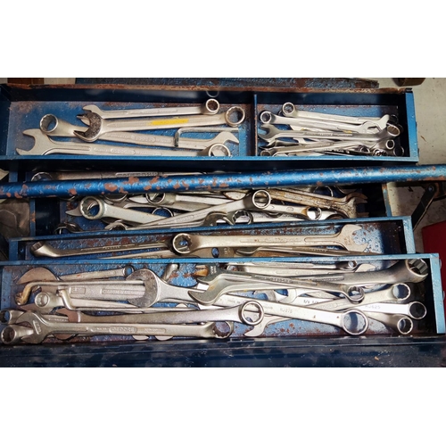 28 - A selection of hand tools; spanners; boxes of fittings; etc.
