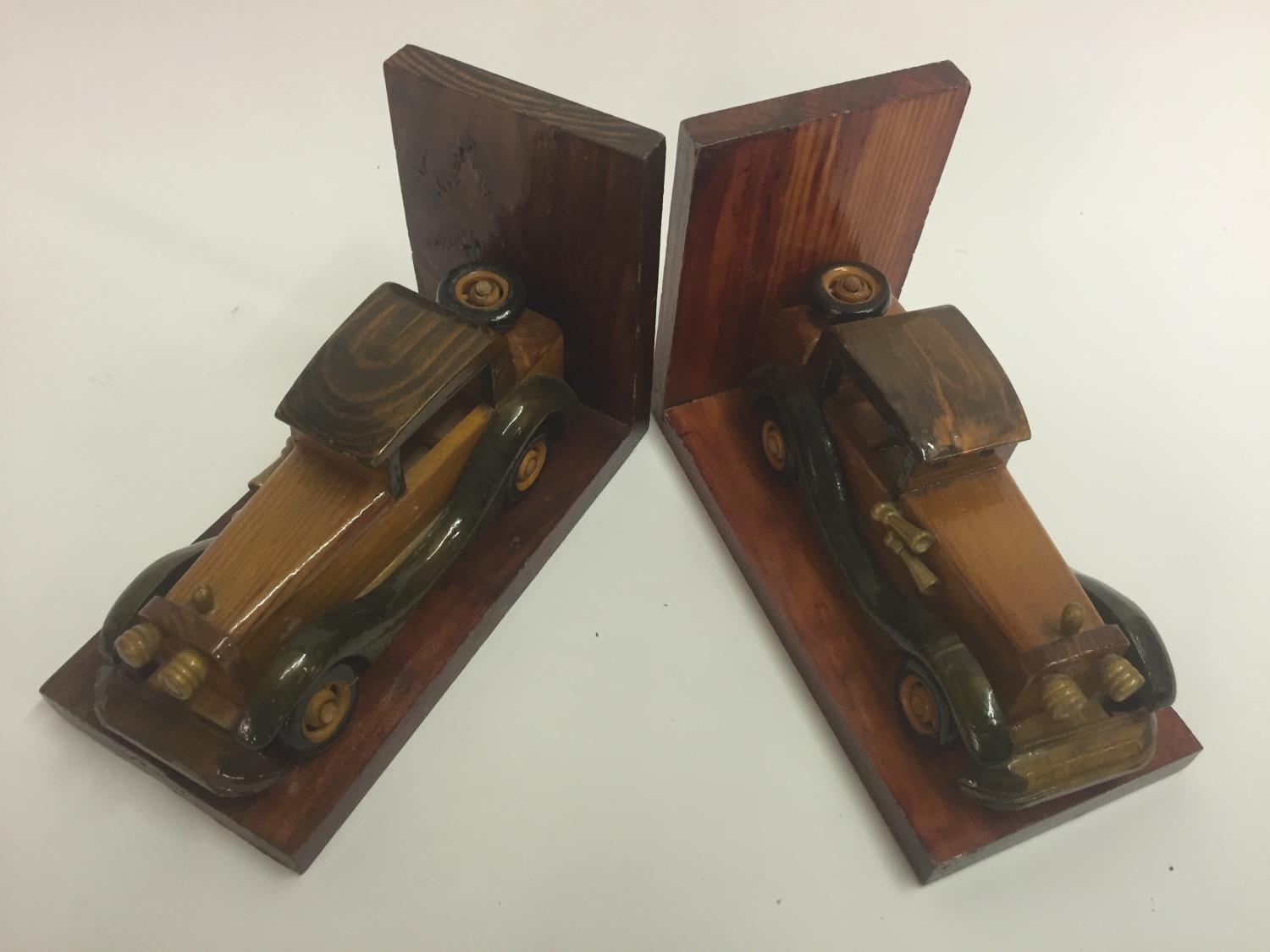 Vintage wooden Car bookends