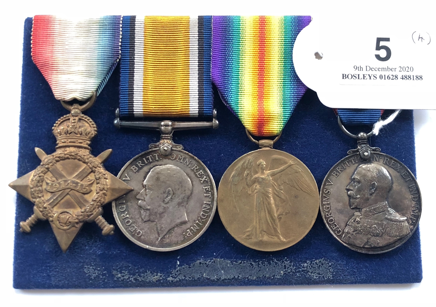 WW1 Royal Navy Long Service Group of Four Medals. Awarded to “K.19312 J ...