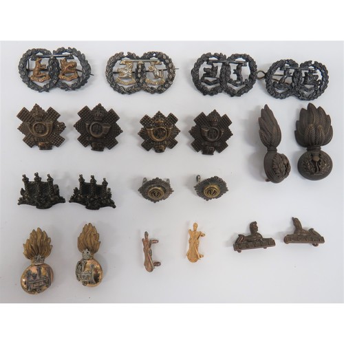 8 - Good Selection of Scottish Officer Collar Badges including pair bronzed Royal Scots Fusiliers ... Pa... 