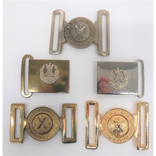 18 - Selection of Canadian Scottish Belt Buckles consisting plated, rectangular buckle with central white... 