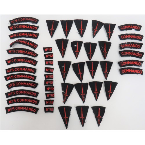 26 - Good Selection of Commando Badges consisting 6 x embroidery No 5 Commando ... 6 x embroidery No 6 Co... 