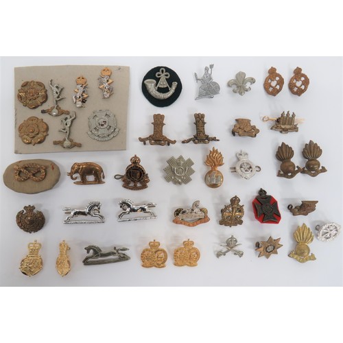 32 - Selection of Various Collar Badges including pair QC gilt WRAC ... White metal, KC HLI ... Silvered,... 