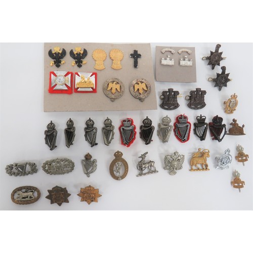 33 - Selection of Various Collar Badges including pair silvered Inniskilling ... Pair silvered and gilt R... 