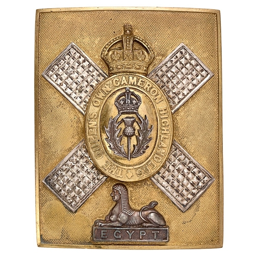 Scottish. Queen Own Cameron Highlanders Officer shoulder belt plate. 