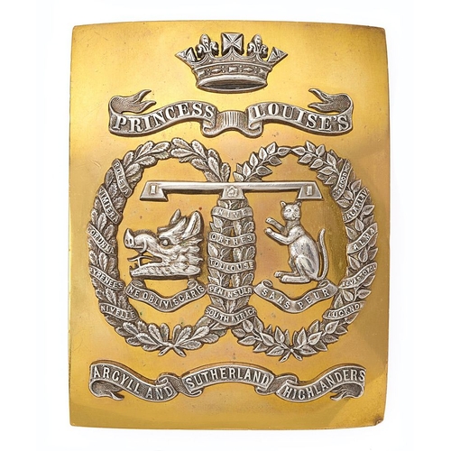 19 - Scottish. Argyll & Sutherland Highlanders post 1881 Officer's shoulder belt plate. Good gilt rec... 