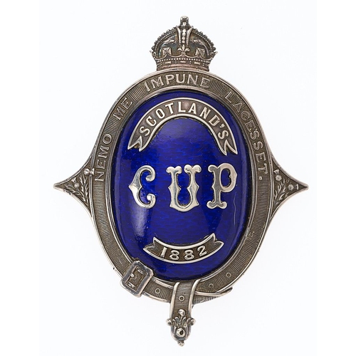 29 - 1882 Scotland Cup shooting prize award.   A magnificent large badge comprising a crowned oval silver... 