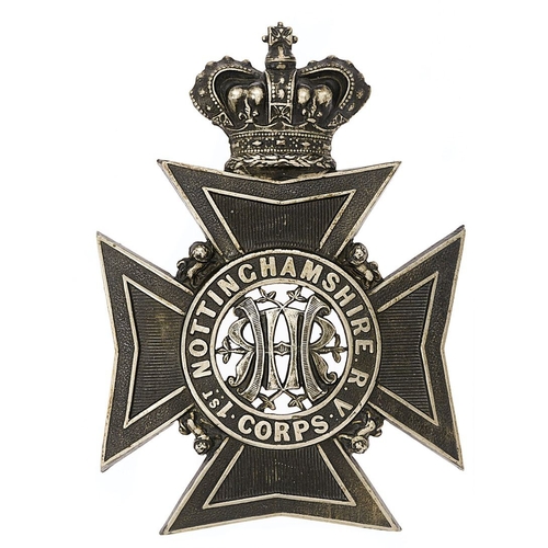 33 - 1st Nottinghamshire Rifle Volunteer Corps (Robin Hoods) Victorian post 1881 Officer's helmet plate. ... 