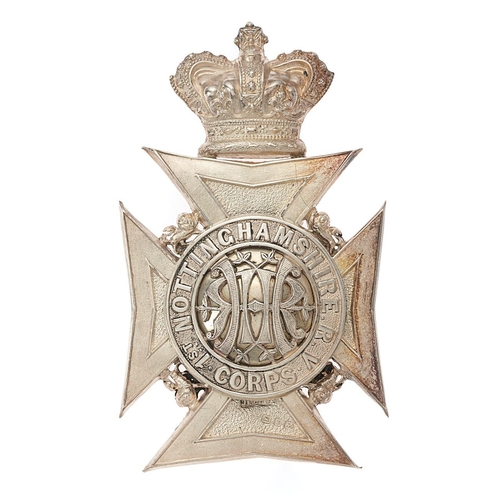 35 - 1st Nottinghamshire Rifle Volunteer Corps (Robin Hoods) 1899 HM silver pouch belt plate.   Fine rare... 