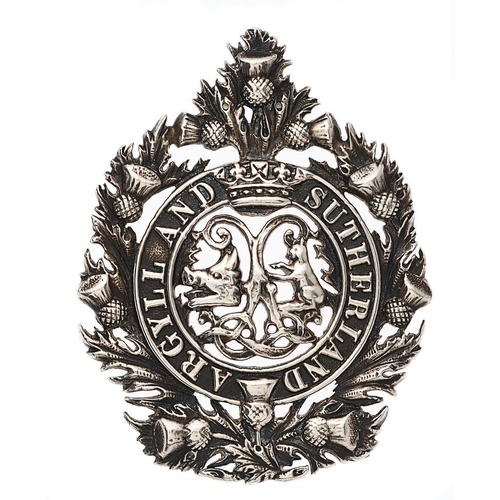 41 - Argyll & Sutherland Highlanders 1914 HM silver glengarry badge.   Fine scarce Edinburgh hallmarked (... 