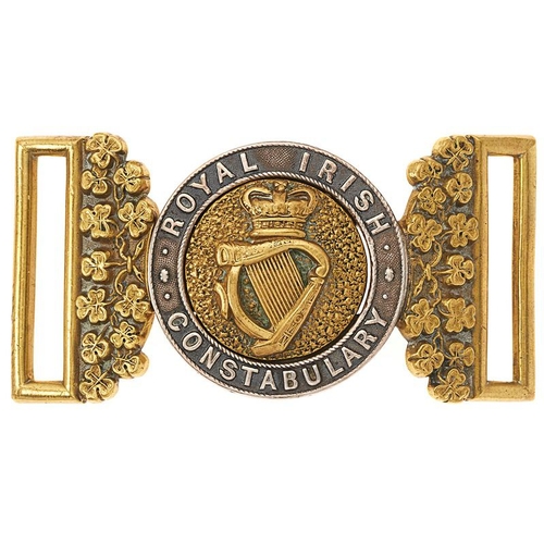 52 - Royal Irish Constabulary Victorian Officer's waist belt clasp. Fine extremely rare interlocking buck... 