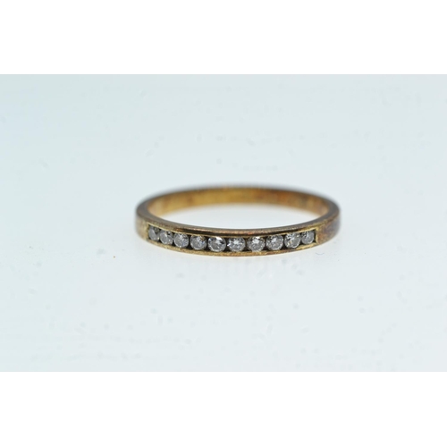 23 - 9ct gold & diamond half hoop ring, size N, 1.72 grams