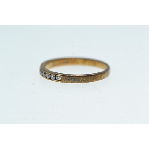23 - 9ct gold & diamond half hoop ring, size N, 1.72 grams