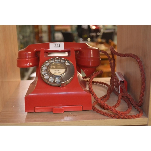 Vintage red telephone. Handset marked 165 55. Underside 'CHINESE RED' 332L PX55/24. GPO Batch sample 5086