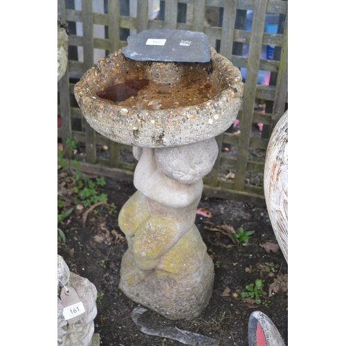 Concrete cherub bird bath. H59cm Barnebys